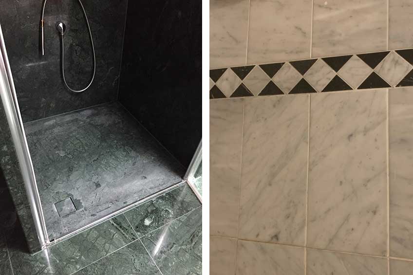 Kalkflecken in der Dusche Naturstein und Glaswände richtig reinigen